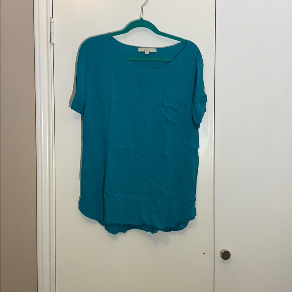 Ann Taylor LOFT 100% Rayon Teal Blouse
